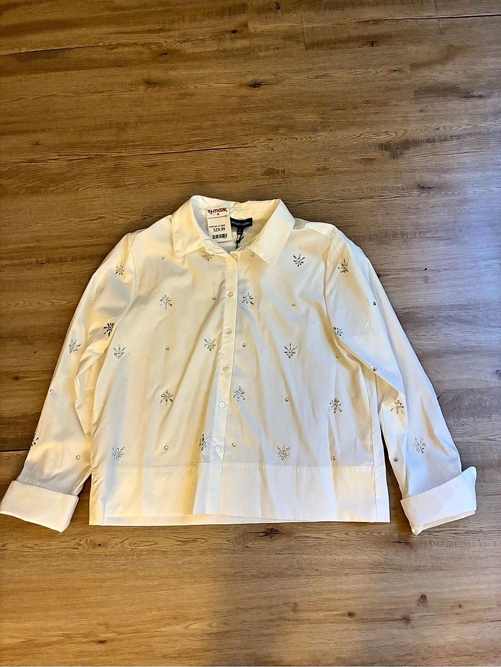 Modern Works Button Down Floral Shirt in White Size large new with tags